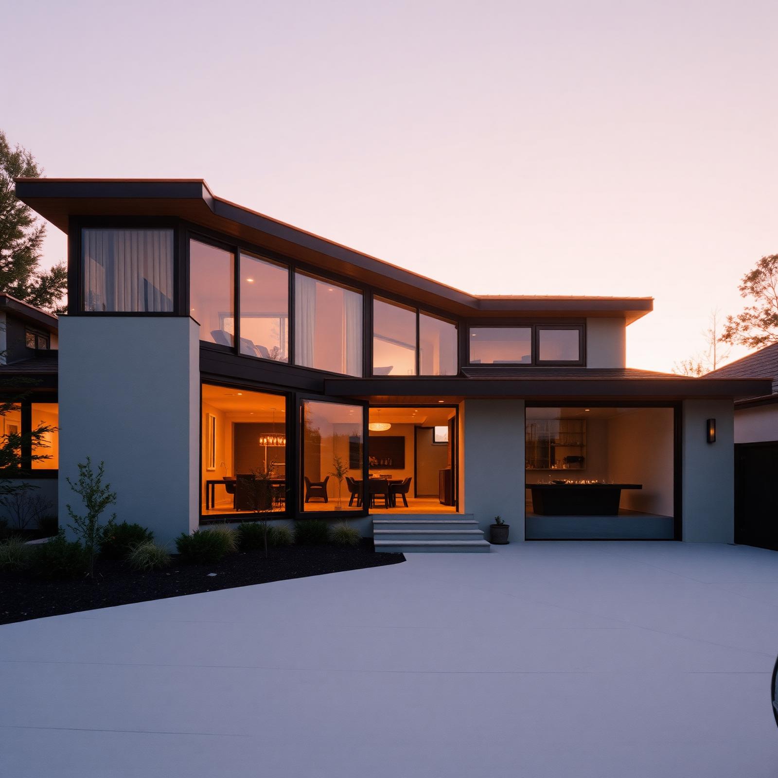 Modern London residence at dusk